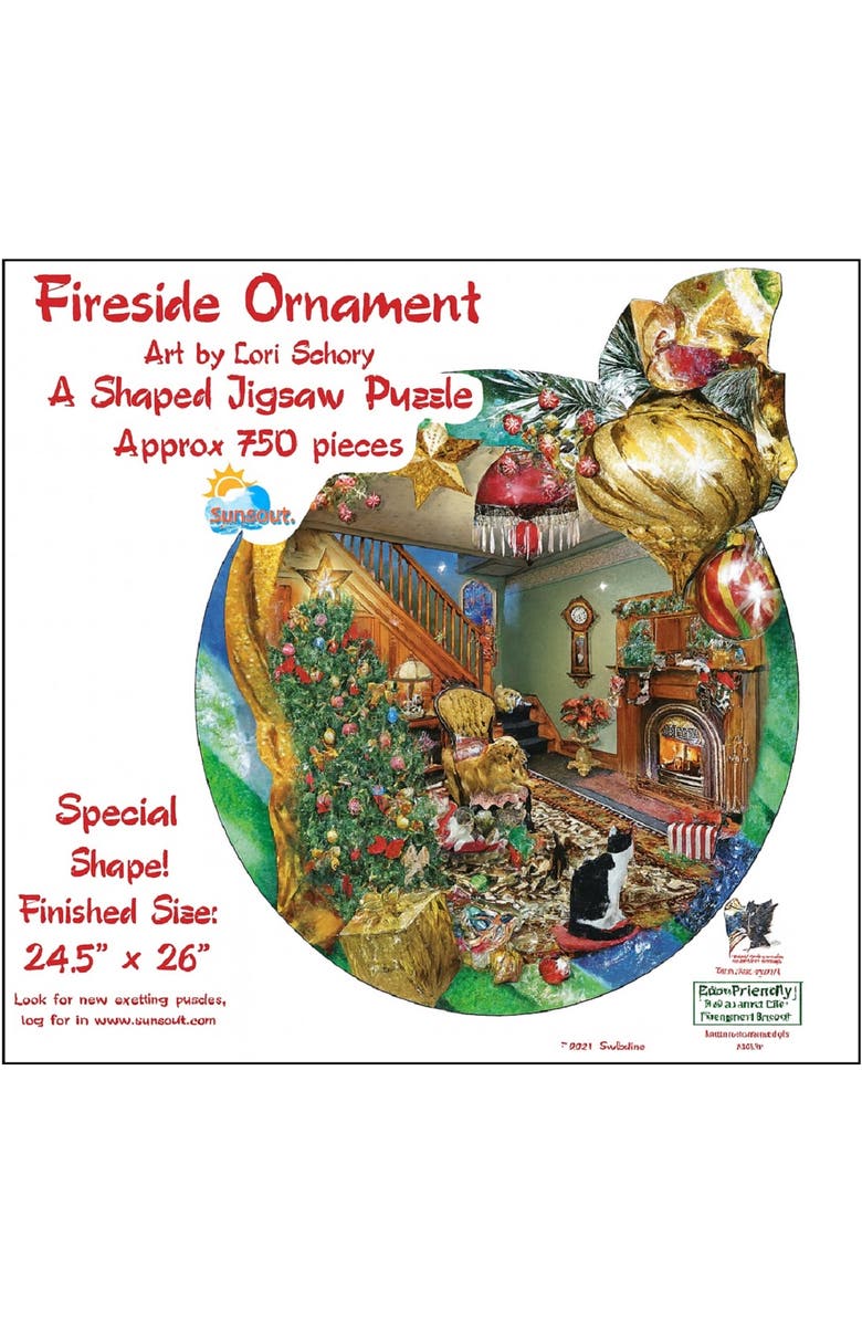 Sunsout Fireside Ornament 750 piece Jigsaw Puzzle for Adults Special Shape, Alternate, color, Multicolor
