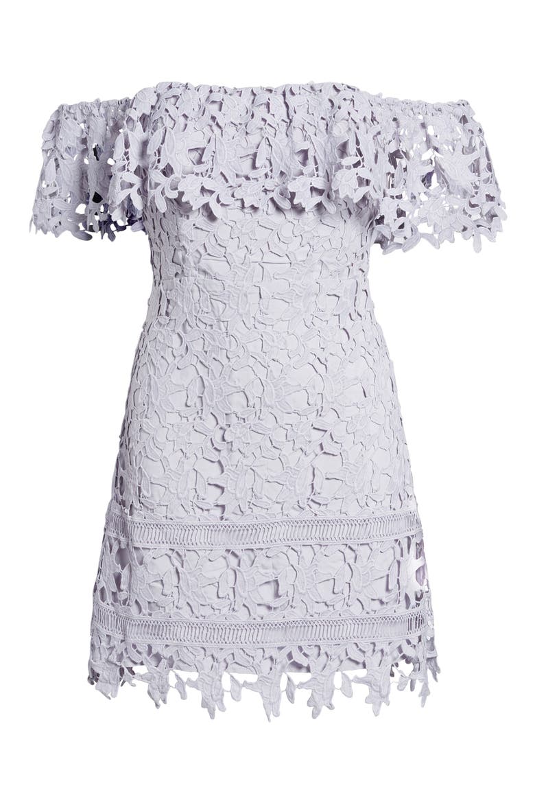 Off the Shoulder Lace Minidress, Alternate, color, LILAC