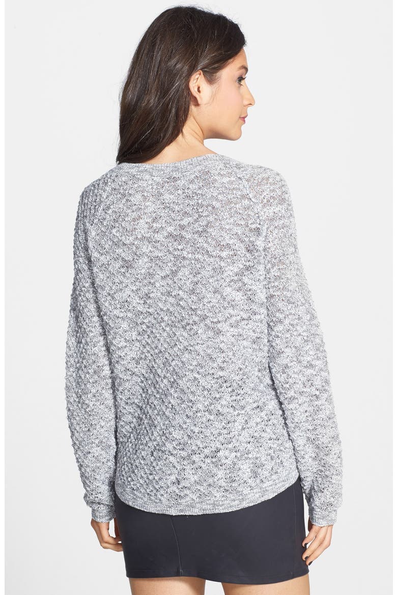 Slubbed Dolman Sleeve V-Neck Sweater, Alternate, color, GREY METEOR SLUB TEXTURE MARL