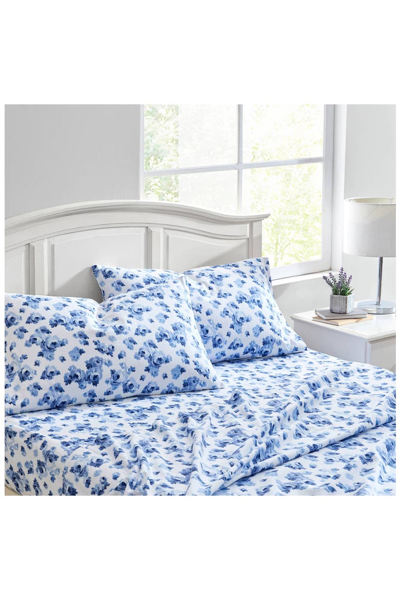 Emelisa Cotton Flannel Sheet Set, Alternate, color, DARK BLUE