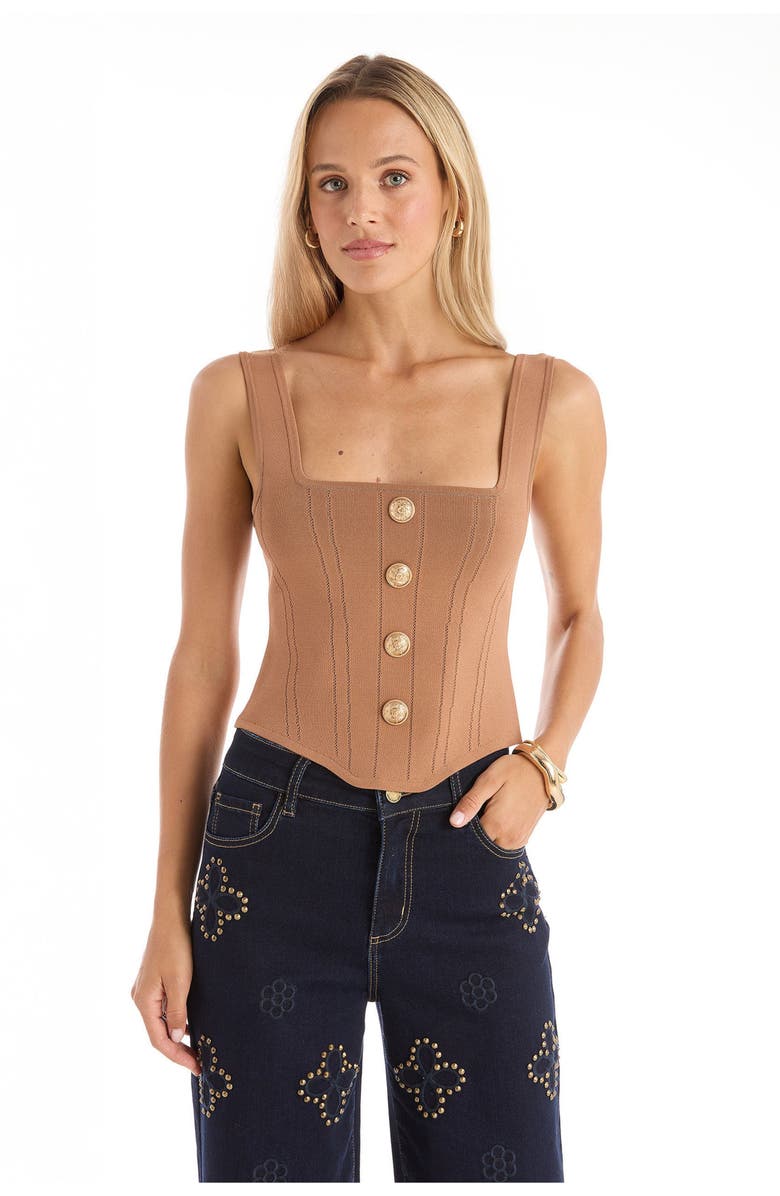The Noli Shop Venus Button Top, Alternate, color, Mocha Mousse