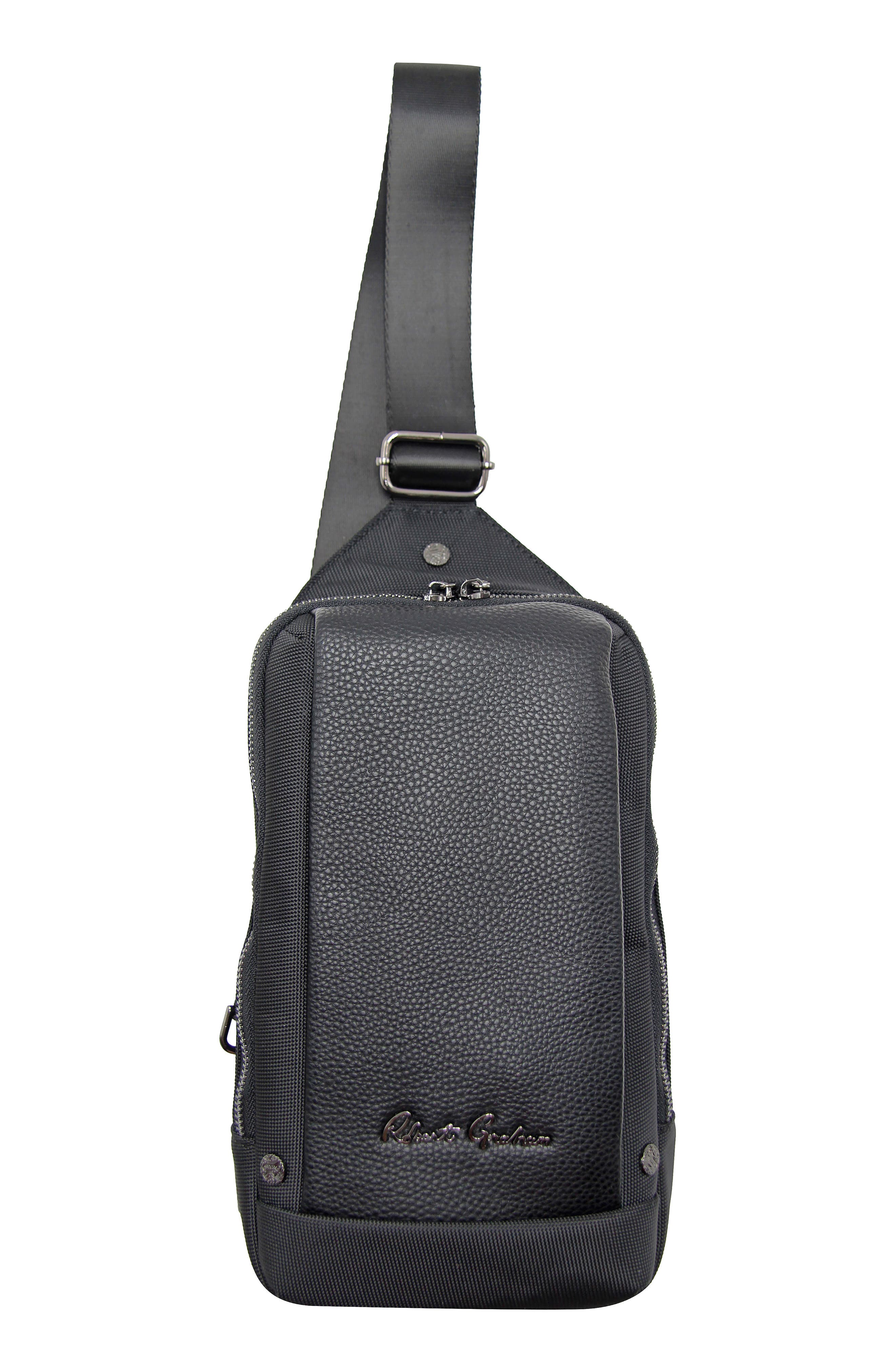 Robert Graham Howell Mixed Media Sling Bag, Main, color, Black