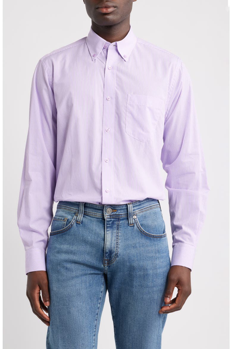 Eagle Regular Fit Stripe Cotton Button-Down Oxford Shirt, Main, color, LILAC