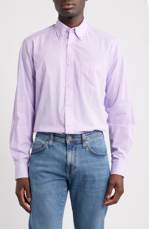 Eagle Regular Fit Stripe Cotton Button-Down Oxford Shirt (Regular, Big & Tall)