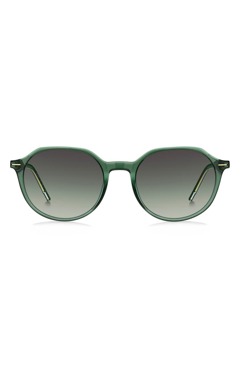 BOSS 51mm Round Geometric Sunglasses, Main, color, Green