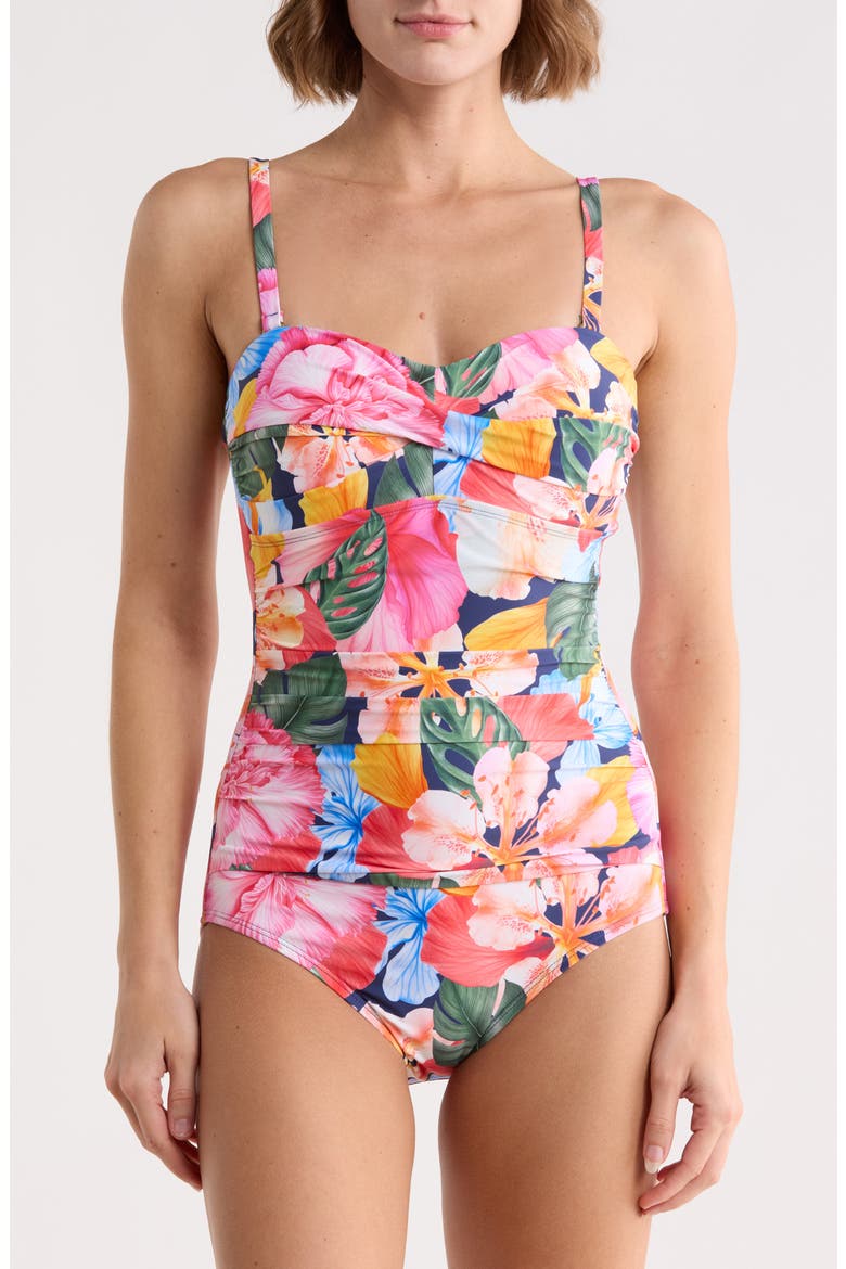 Flora Bandeau One-Piece Swimsuit, Main, color, PANTHEON BLUE