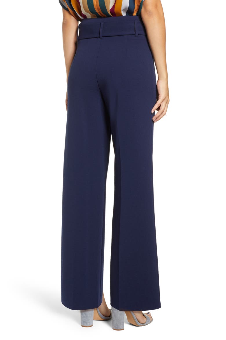 High Waist Belted Pants, Alternate, color, NAVY PEACOAT