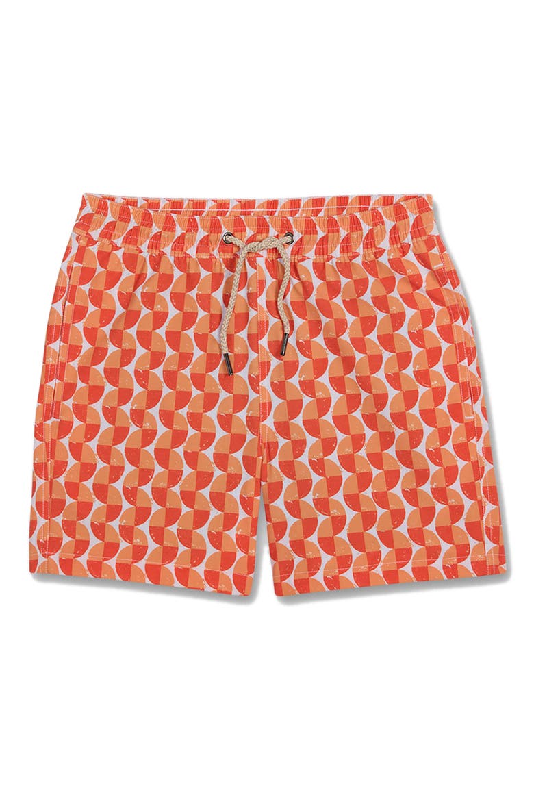Kids' Bayberry Water Repellent Swim Trunks, Main, color, ORANGE SQUIGGLES