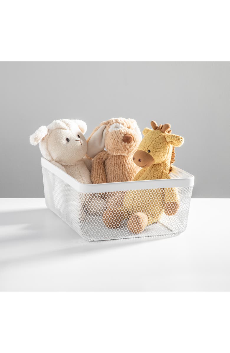 mDesign Metal Mesh Pantry Basket for Kitchen Storage - Set of 2 - White, Alternate, color, White