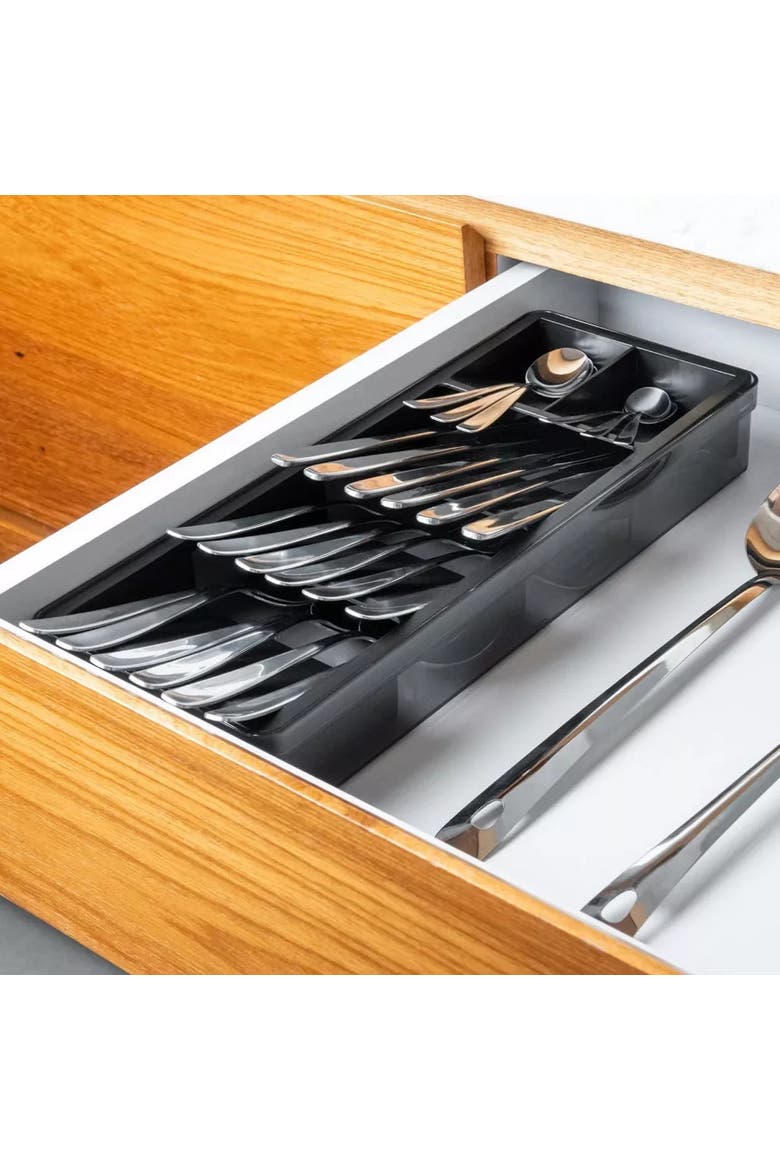 Compact Modular In-Drawer Cutlery Organizer Tray, Alternate, color, Black