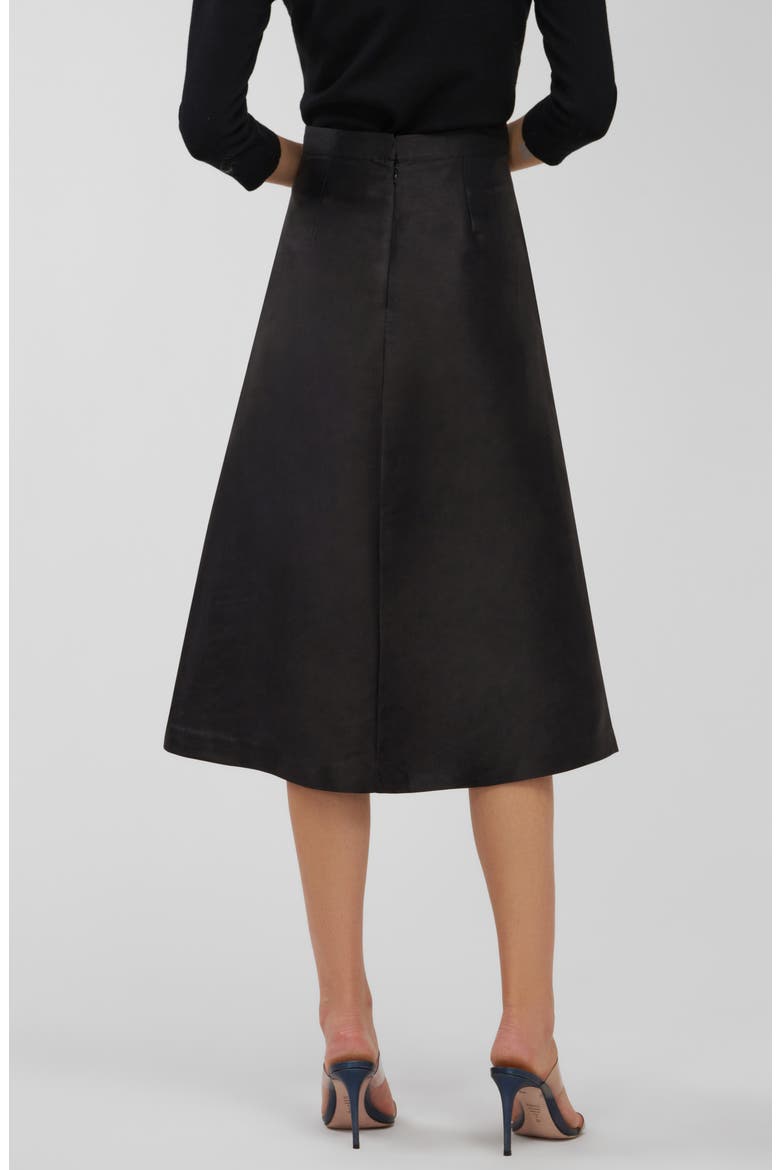 Logan Floral Appliqué Midi Skirt, Alternate, color, BLACK