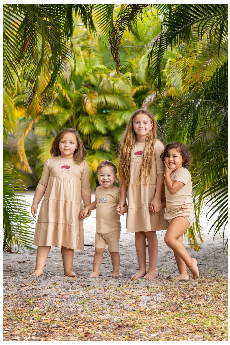French 3/4 Sleeve Dress for Girl, Alternate, color, Beige