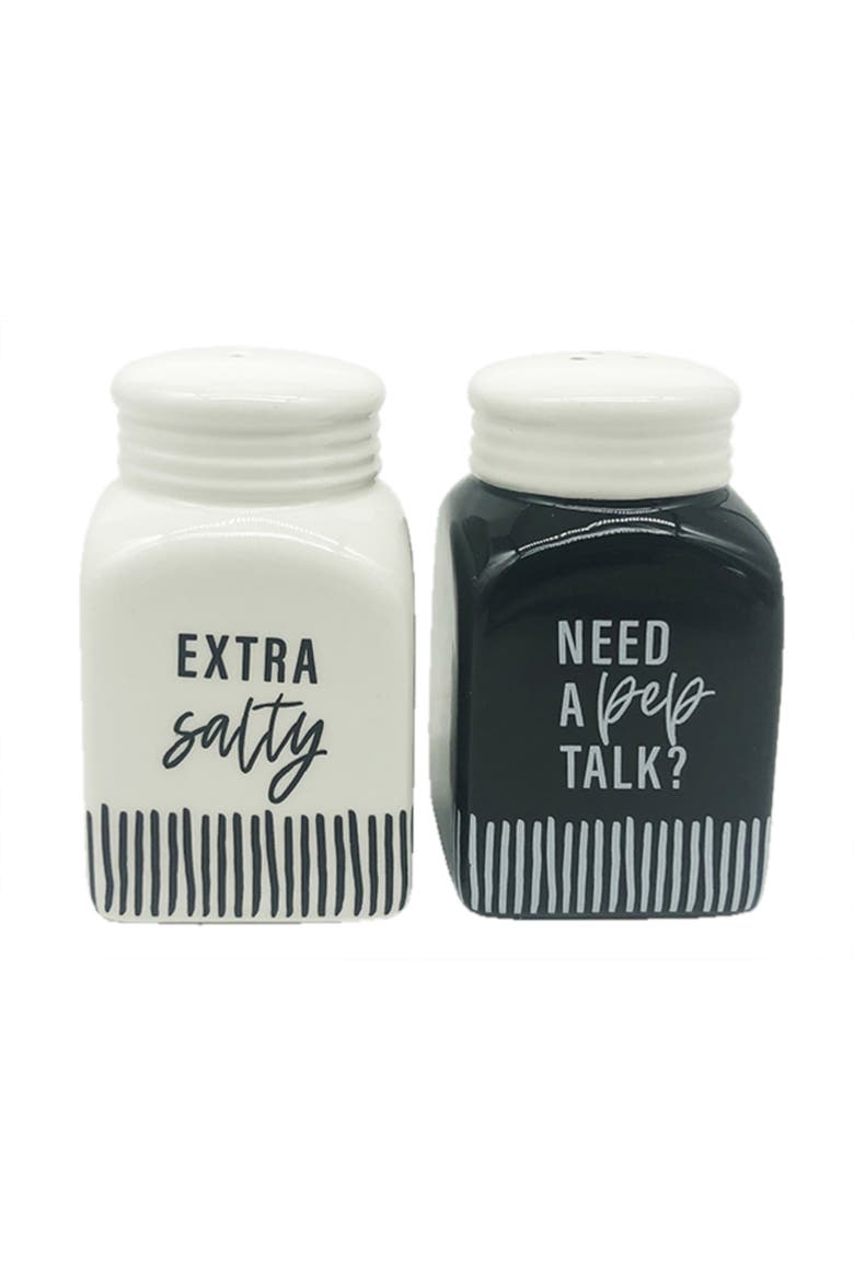 Pep Talk/Salty Salt and Pepper Shaker In A Box Set of 2 Ceramic White, Main, color, White