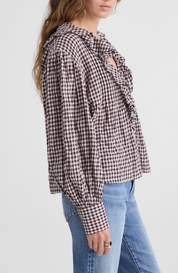 Ruffle Pintuck Long Sleeve Top