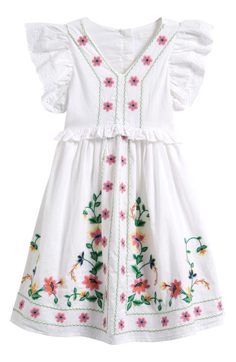 Kids' Floral Embroidered Cotton Dress (Little Kid & Big Kid)