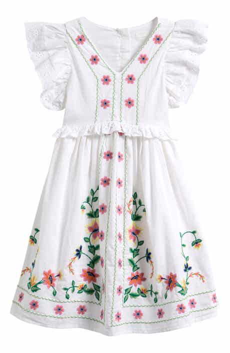 NEXT Kids' Floral Embroidered Cotton Dress