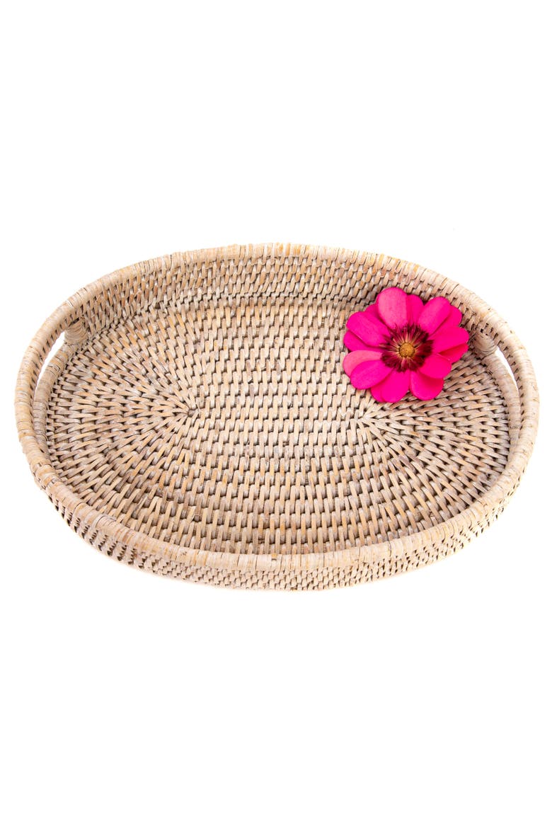 Artifacts Rattan Oval Vanity Tray, Alternate, color, White Wash