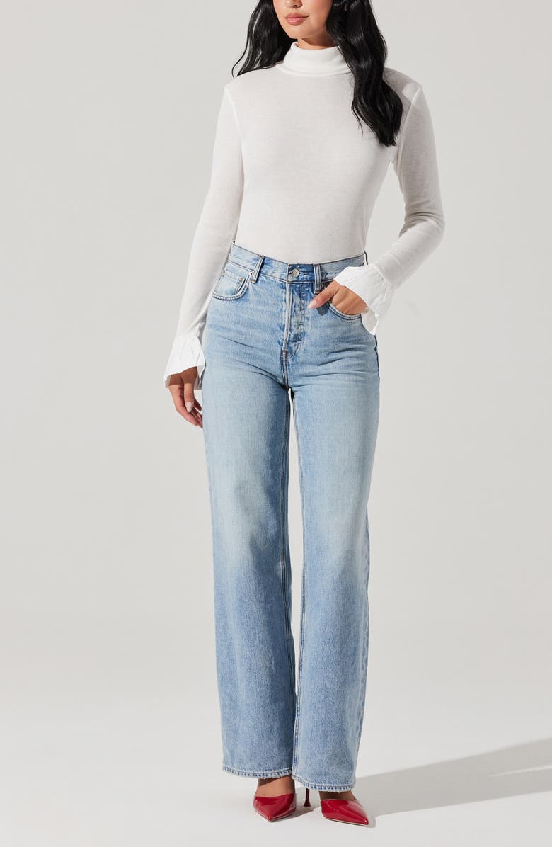 ASTR the Label Flare Sleeve Turtleneck Top, Alternate, color, White