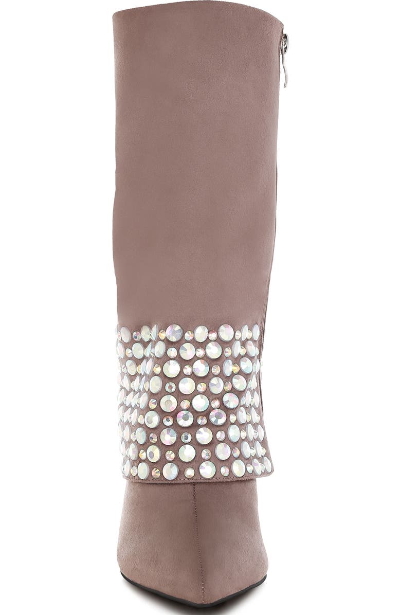LONDON RAG Basso Rhinestone Foldover Boot, Alternate, color, Taupe
