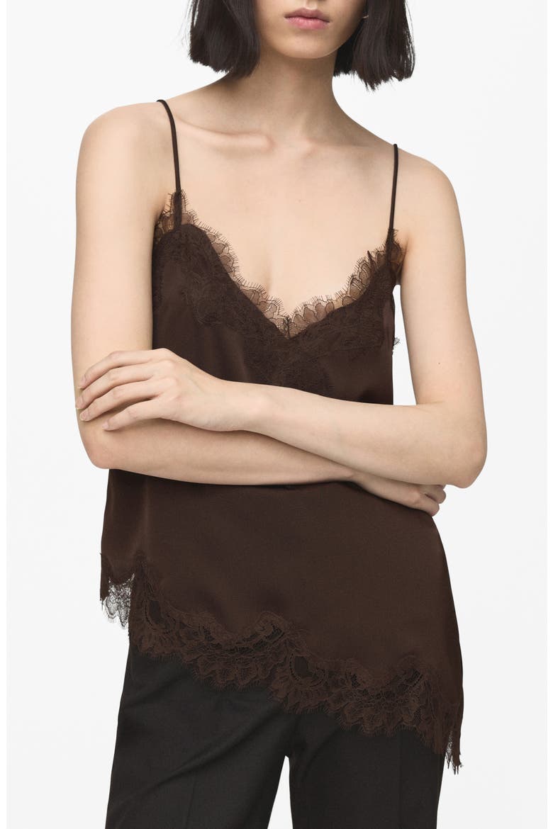 Tity Lace Trim Camisole, Main, color, BROWN