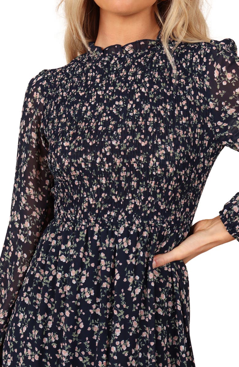 Petal & Pup Edwina Floral Long Sleeve Tiered Midi Dress, Alternate, color, 