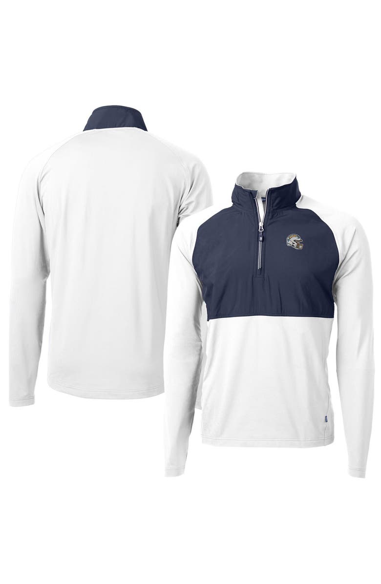 Cutter & Buck Men's Cutter & Buck  White Los Angeles Chargers Helmet Adapt Eco Knit Hybrid Recycled Quarter-Zip Pullover Top, Main, color, 