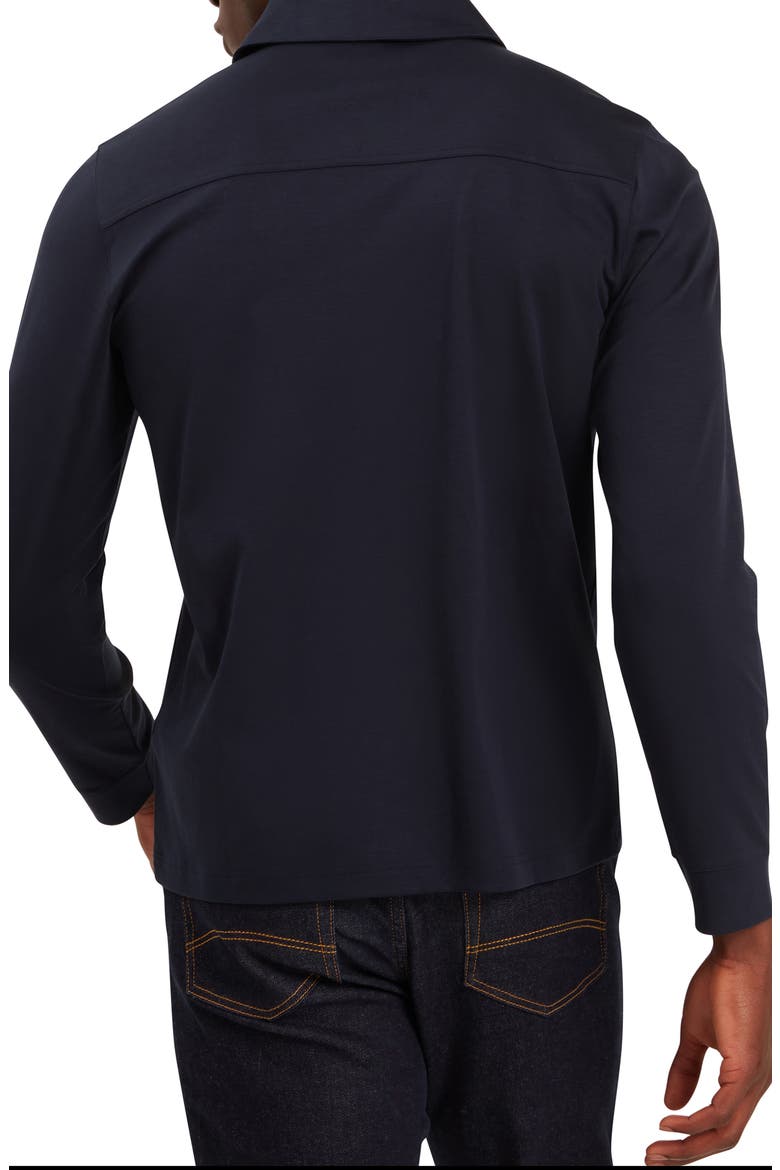 Quillon Navy Knit Cotton Button-Up Shirt, Alternate, color, NAVY