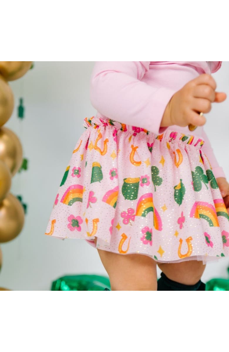 Sweet Wink Lucky Doodle St. Patrick's Day Long Sleeve Tutu Bodysuit, Alternate, color,