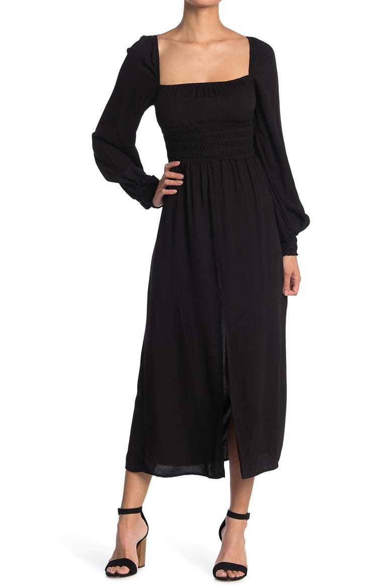 Miro Leopard Print Long Sleeve Dress, Main, color, NOIR