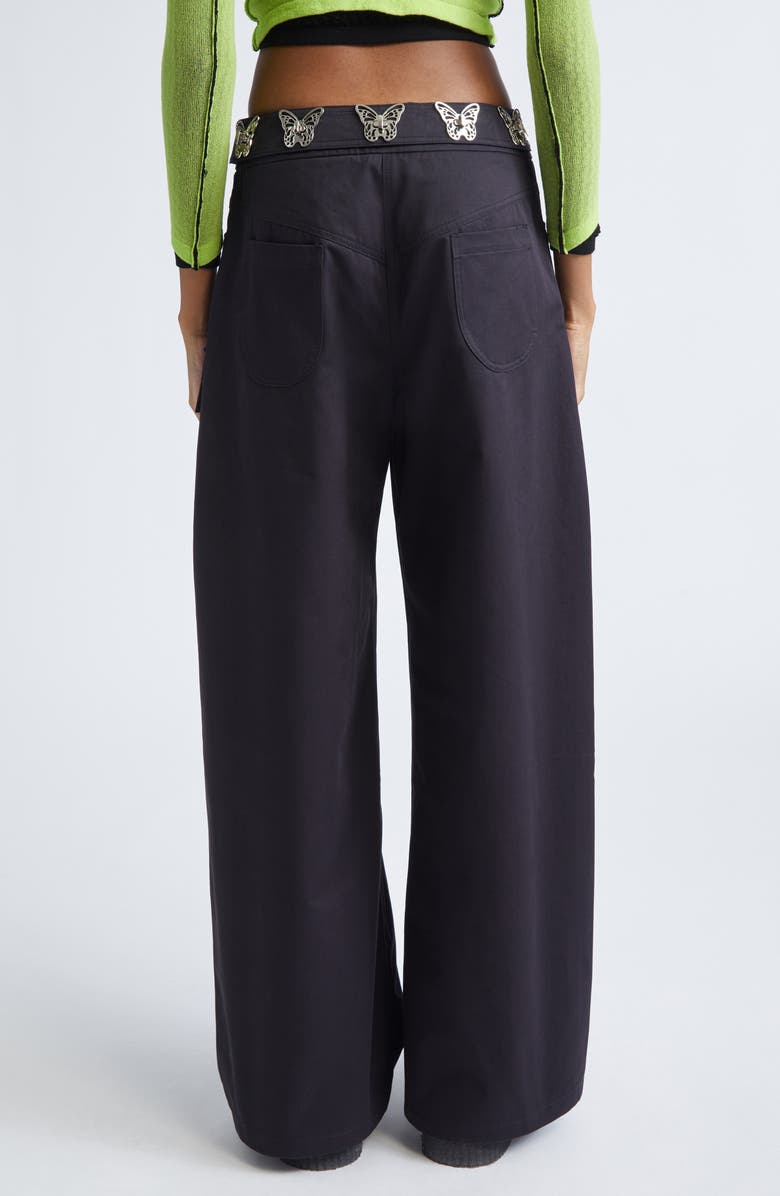 Chopova Lowena Thunderhull Belted Straight Leg Trousers, Alternate, color, Black