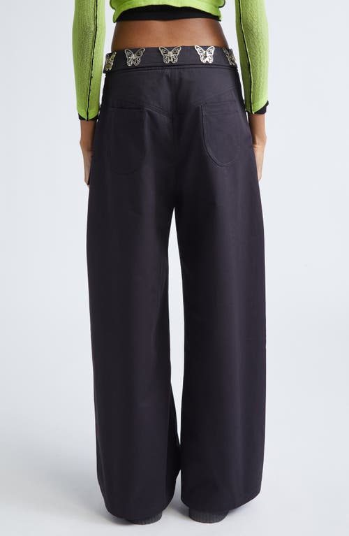 Chopova Lowena Thunderhull Belted Straight Leg Trousers In Black