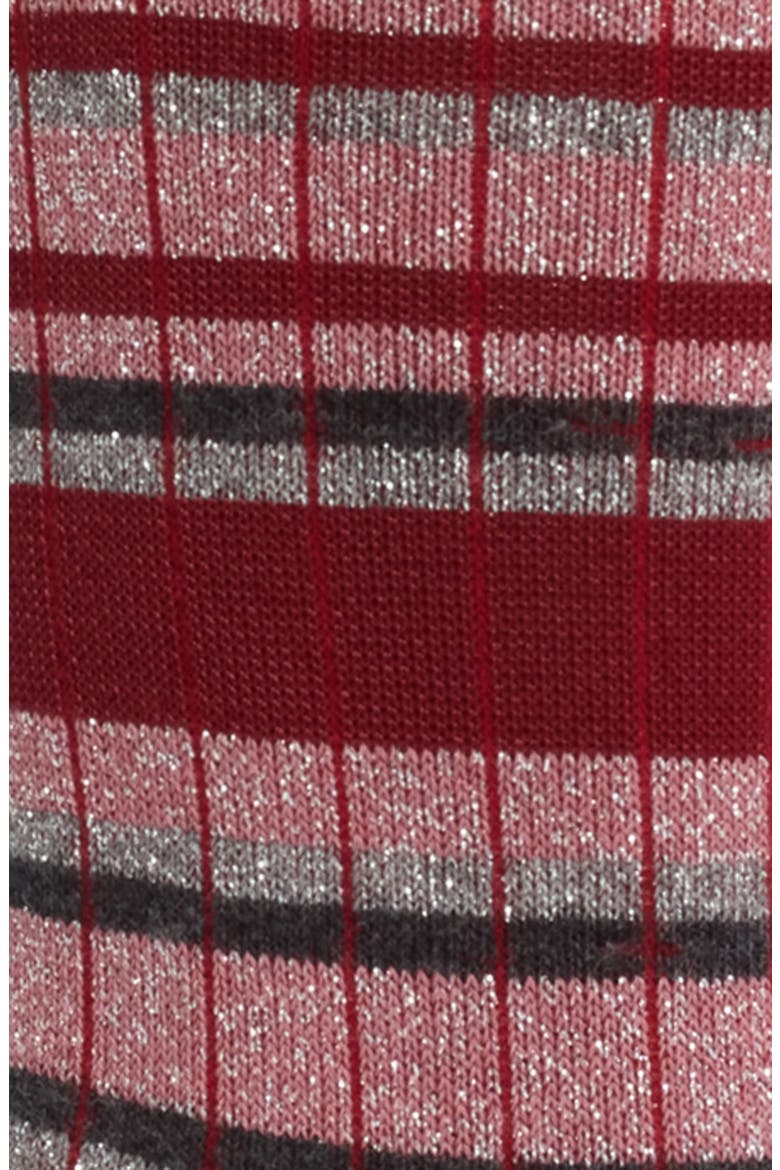 Metallic Stripe Crew Socks, Alternate, color, DEEP RED