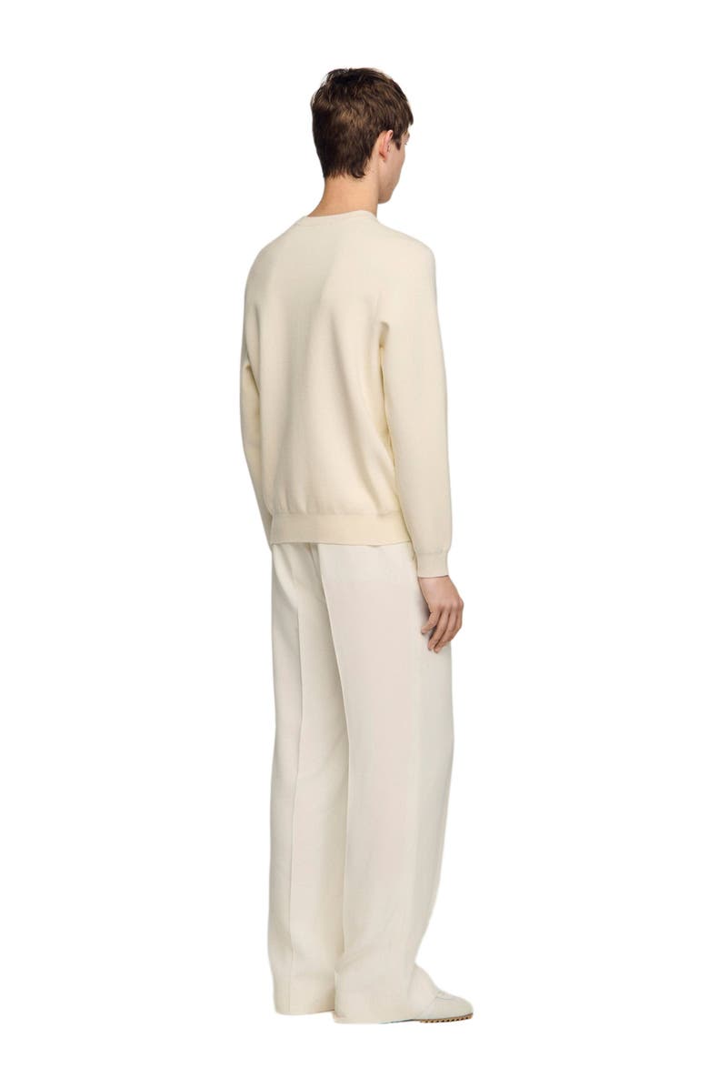 SANDRO Crochet flower knit sweatshirt, Alternate, color, Ecru