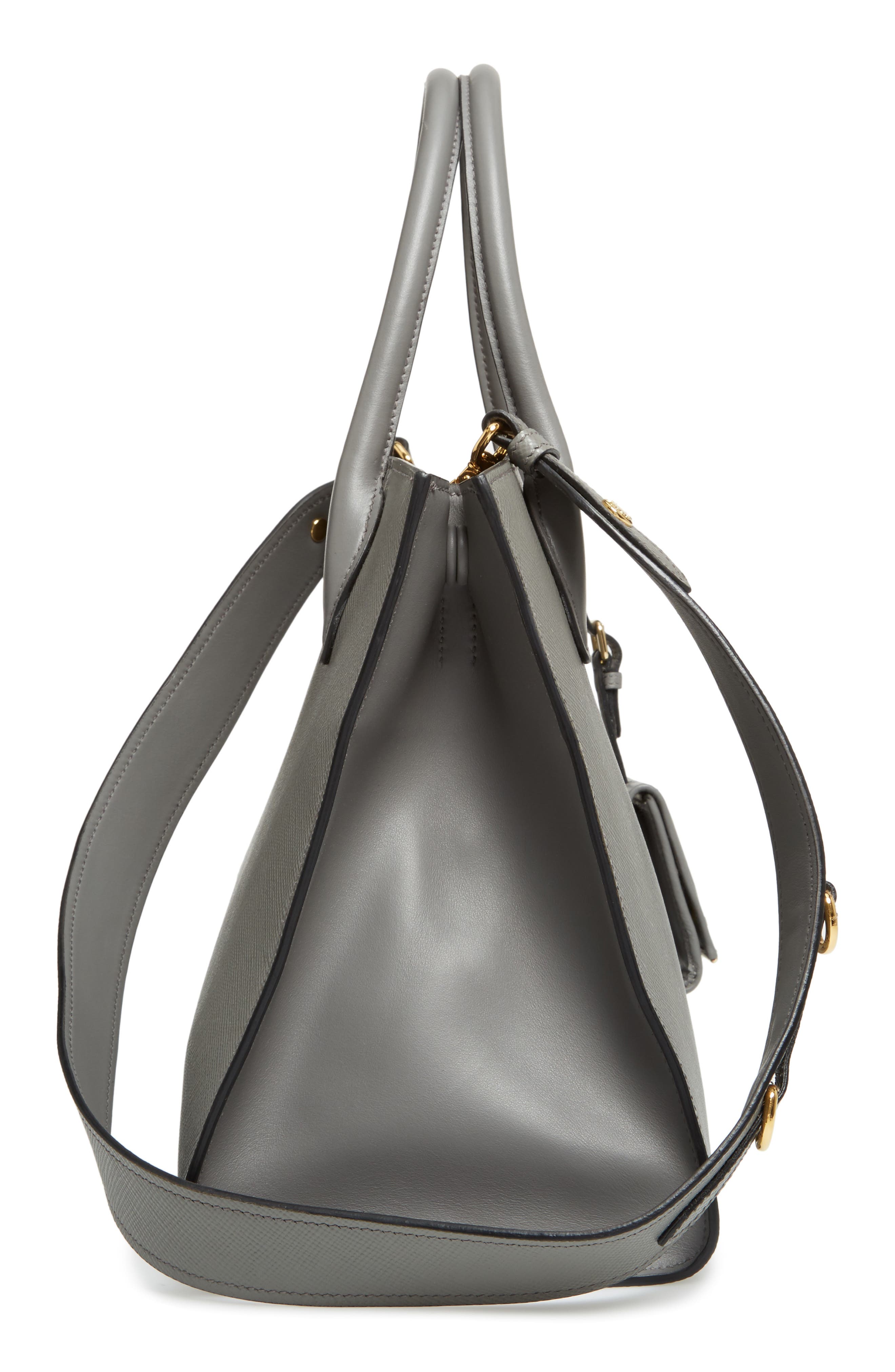 Large Monochrome Saffiano Leather Satchel, Alternate, color, MARMO