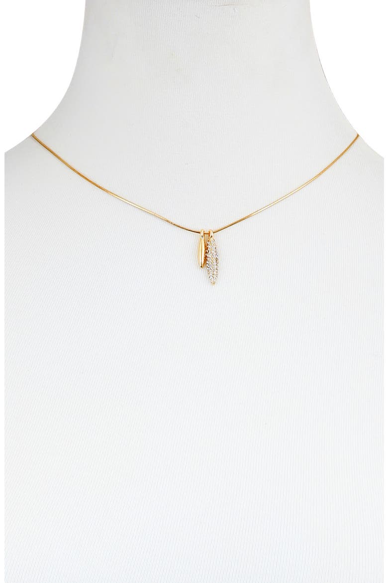 Crystal Stone Leaf Pendant Necklace, Alternate, color, GOLD
