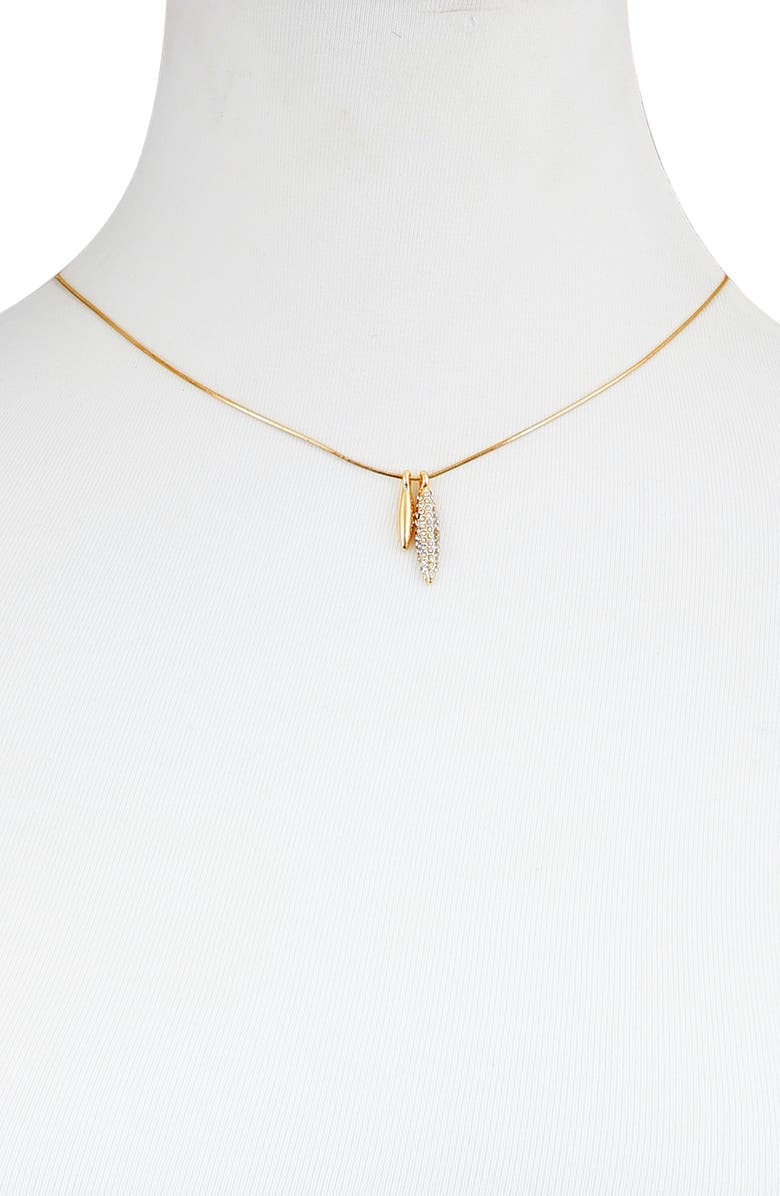 Vince Camuto Crystal Stone Leaf Pendant Necklace, Alternate, color, Gold