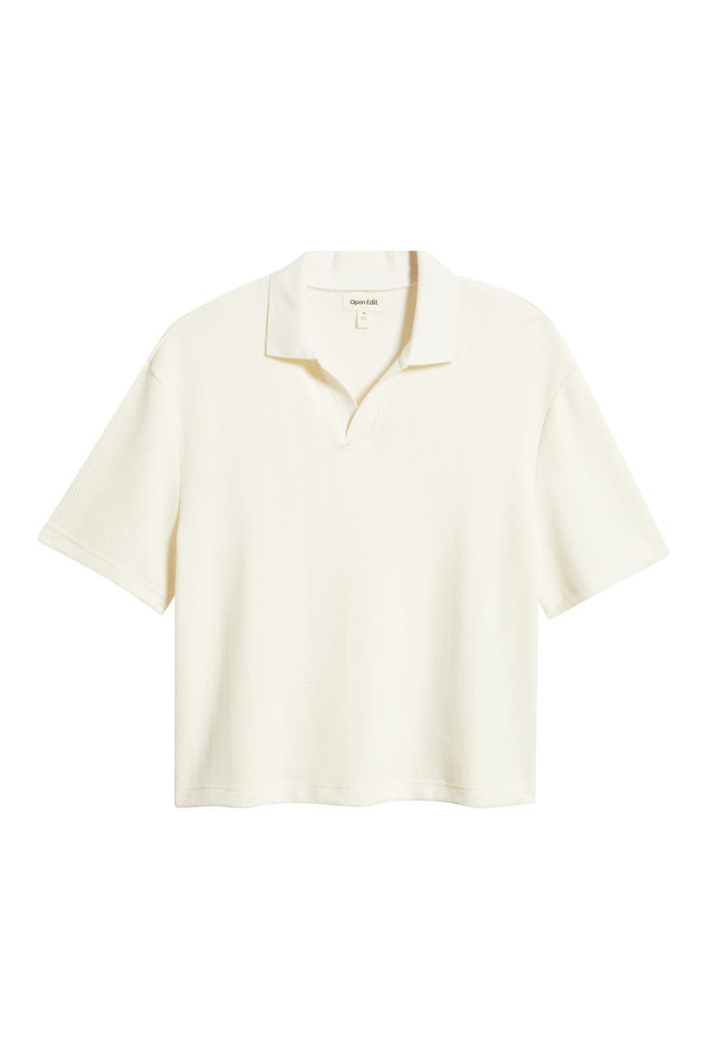 Knit Johnny Collar Polo, Alternate, color, IVORY EGRET