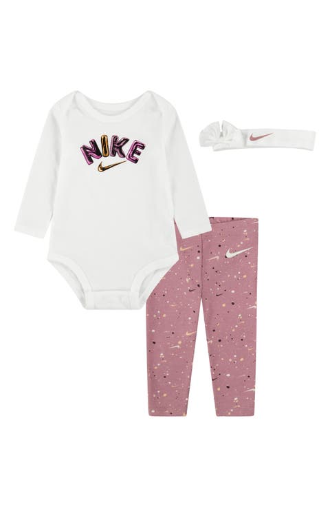 Swoosh Party Bodysuit, Leggings & Headband Set (Baby)