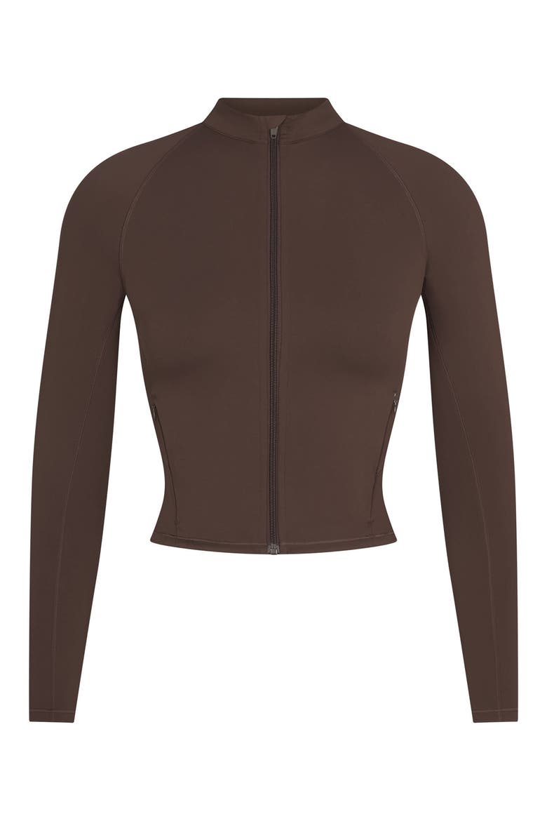 Full Zip Mock Neck Jacket, Alternate, color, DARK SEPIA