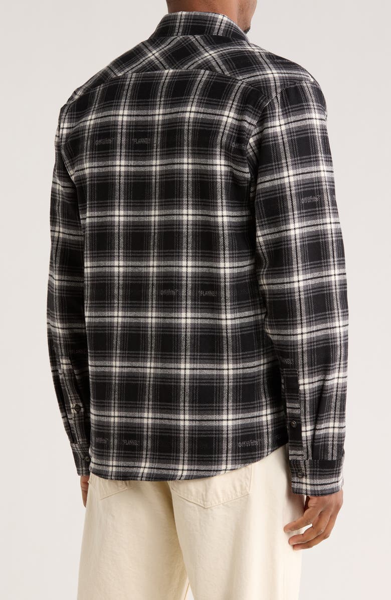 Off-White Stencil Check Flannel Button-Up Shirt, Alternate, color, Multi Color Black And Grey