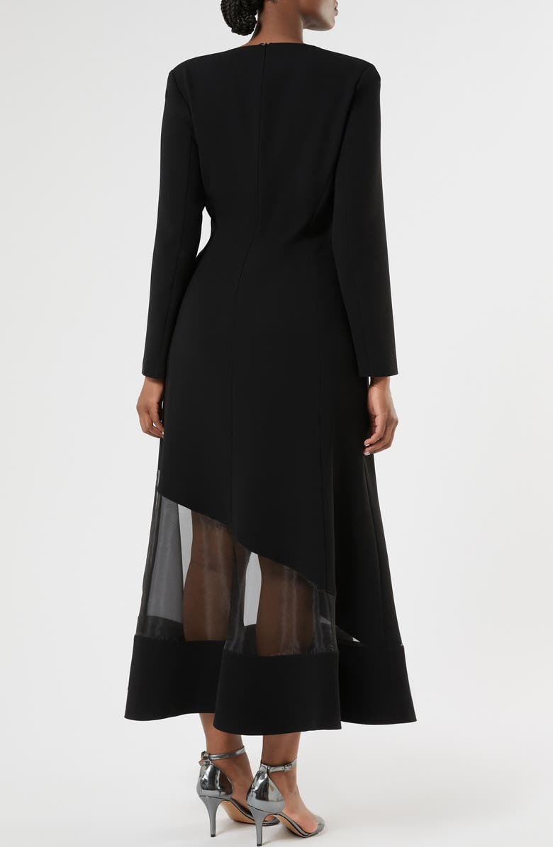 Marina Rinaldi Giunto Mixed Media Long Sleeve Dress, Alternate, color, Black