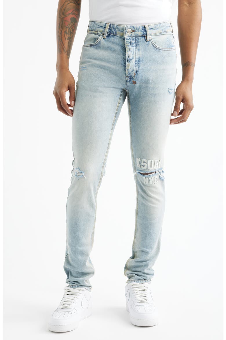 Van Winkle Kasper Blue Ripped Skinny Jeans, Main, color, DENIM