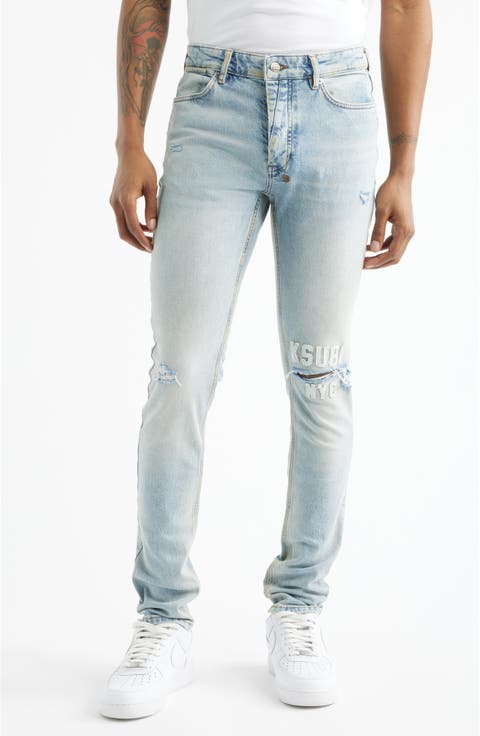 Van Winkle Kasper Blue Ripped Skinny Jeans