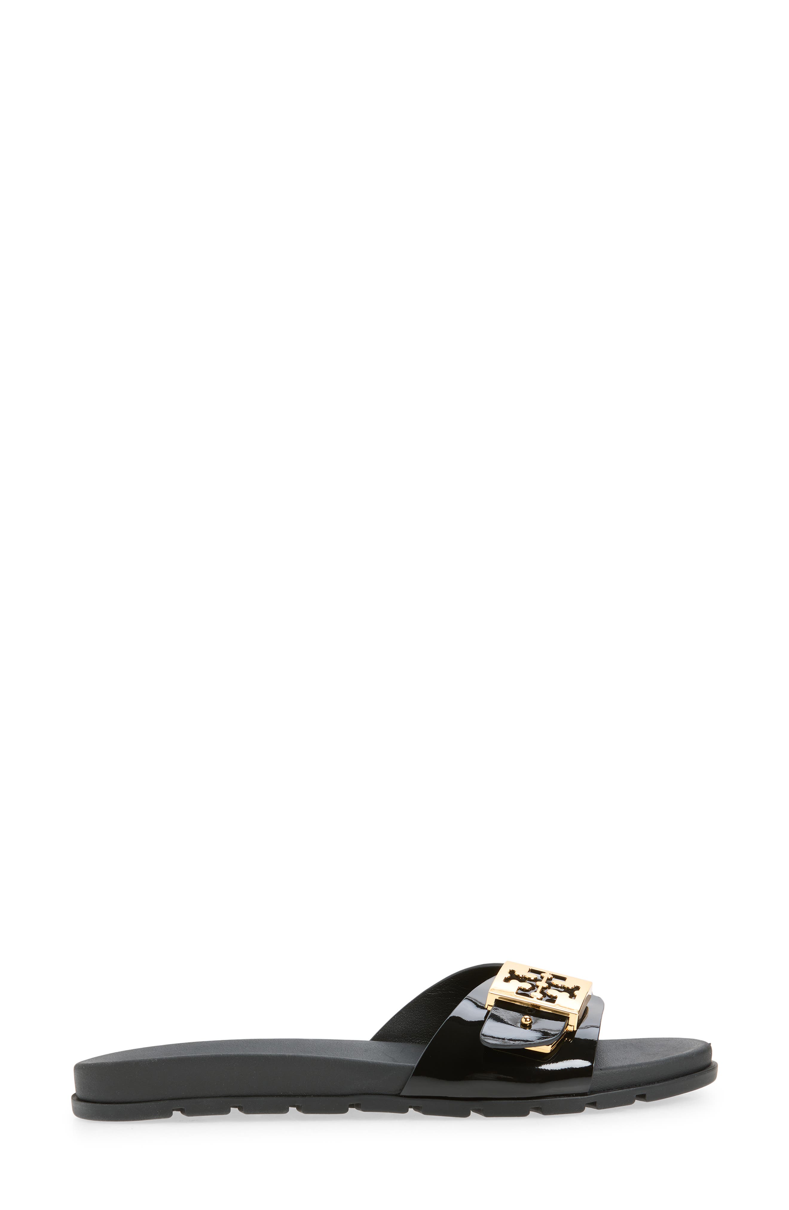 Tory Burch Buckle Slide Sandal, Alternate, color, Perfect Black / Gold