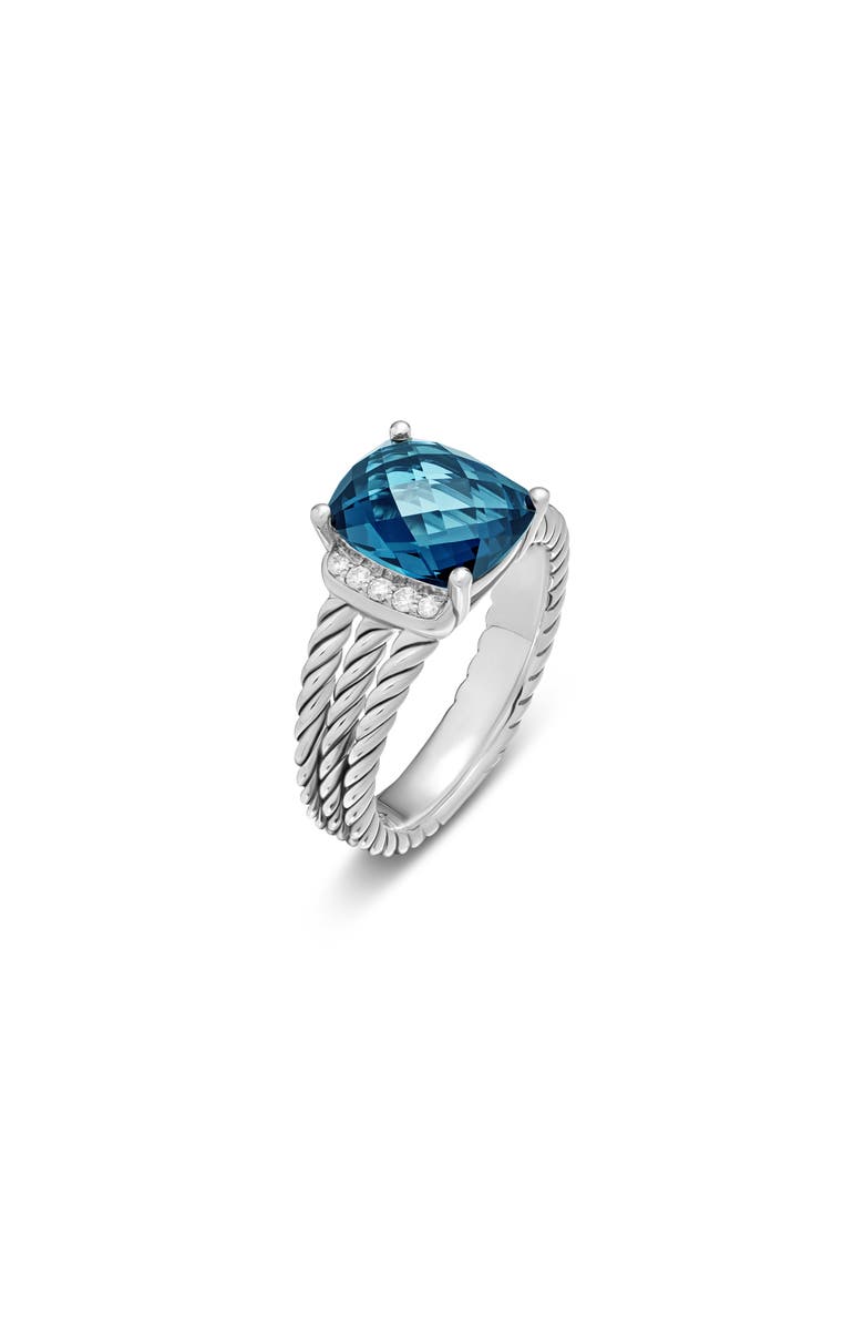 David Yurman Petite Wheaton<sup>®</sup> in Sterling Silver with Semiprecious Stone & Diamonds, 10mm, Alternate, color, Hampton Blue Topaz