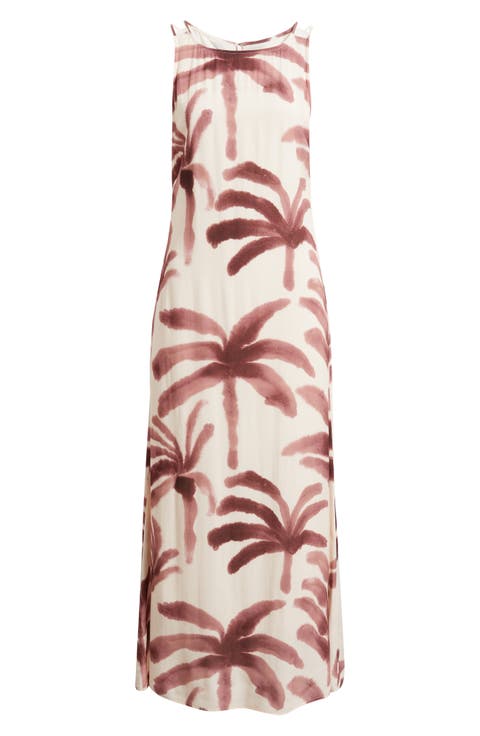 Isle Palm Tree Print Sleeveless Dress