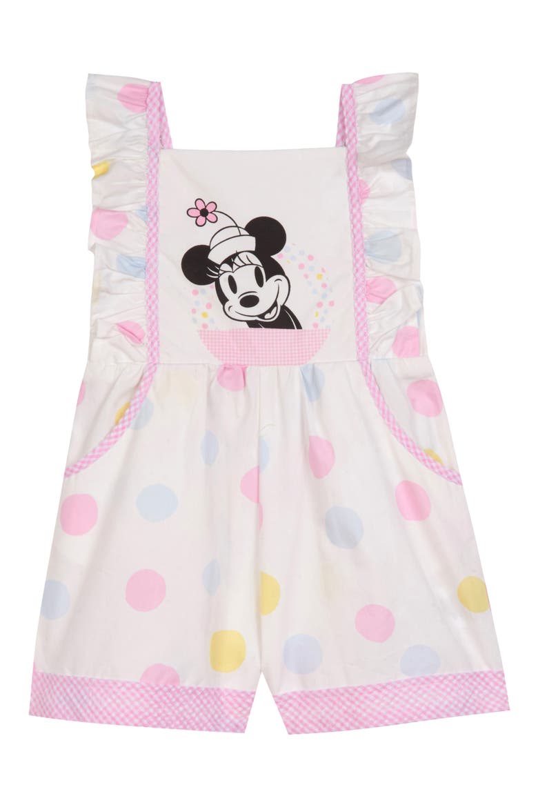x Disney Polka Dot Romper, Main, color, WHITE