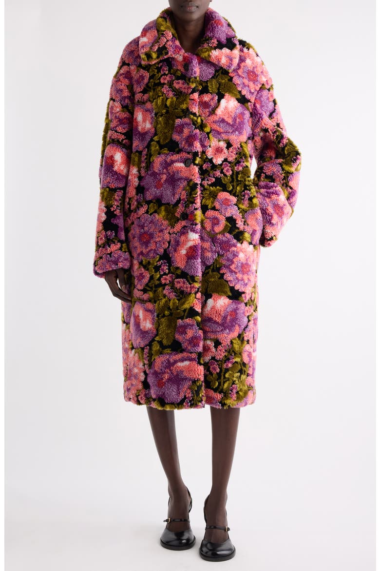 Rendas Floral Jacquard High Pile Fleece Coat (Women) | Nordstrom