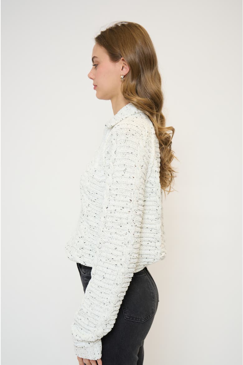 Tasha Cable Chenille Half Zip, Alternate, color, black white