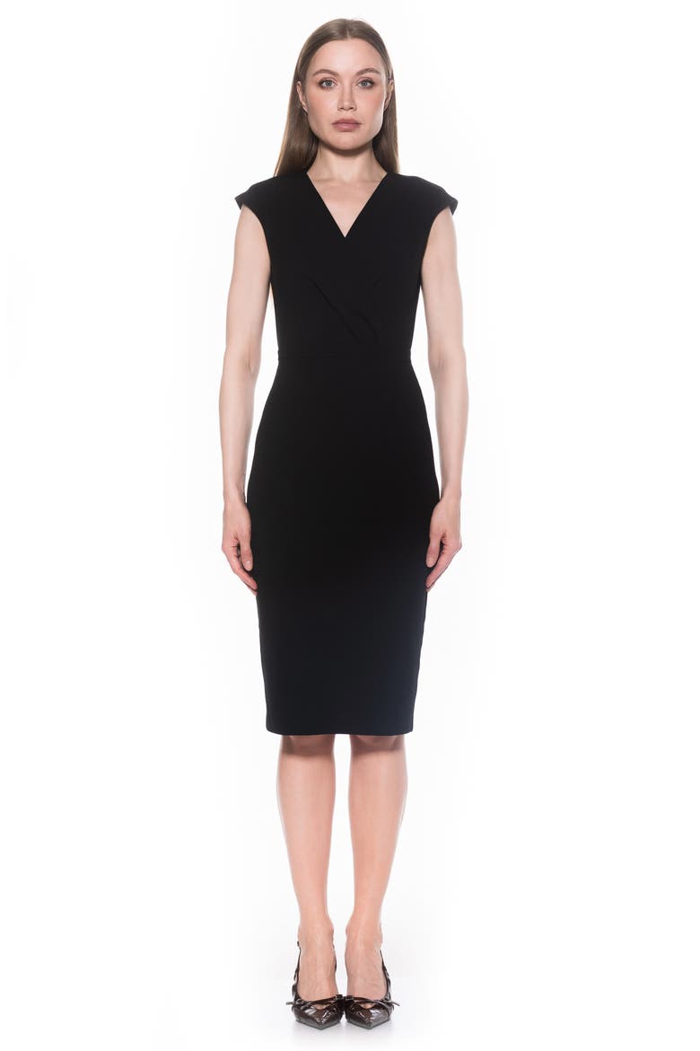 Essence Cap Sleeve Midi Sheath Dress, Alternate, color, BLACK
